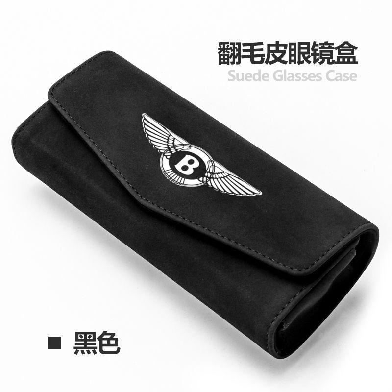 Suede Car LOGO Visor Glasses Storage Box Sunglasses Accessories For New Bentley Flying Spur Continental GT Bentayga Mulsanne