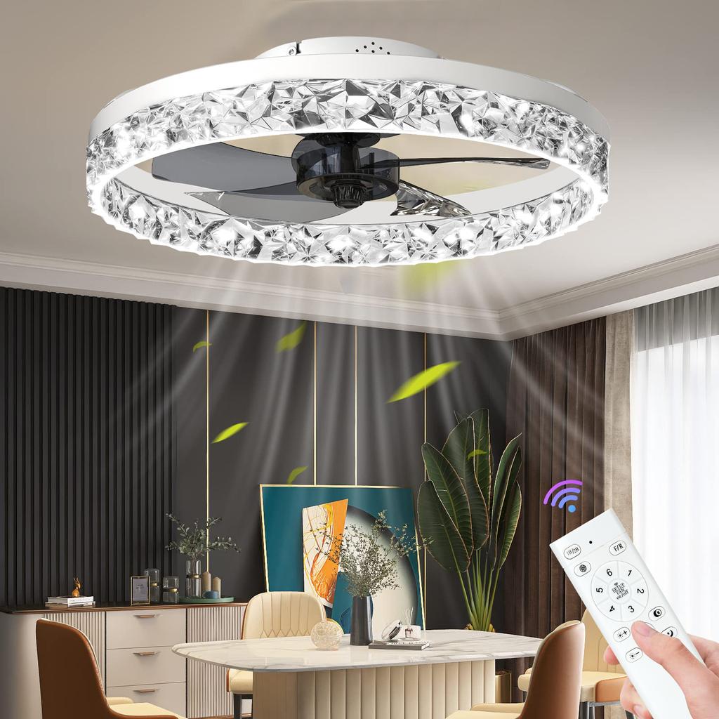 IRALAN Modern Ceiling Fan With Light Low Noise Fan Lights For Bedroom And Dining Room App Remote Control