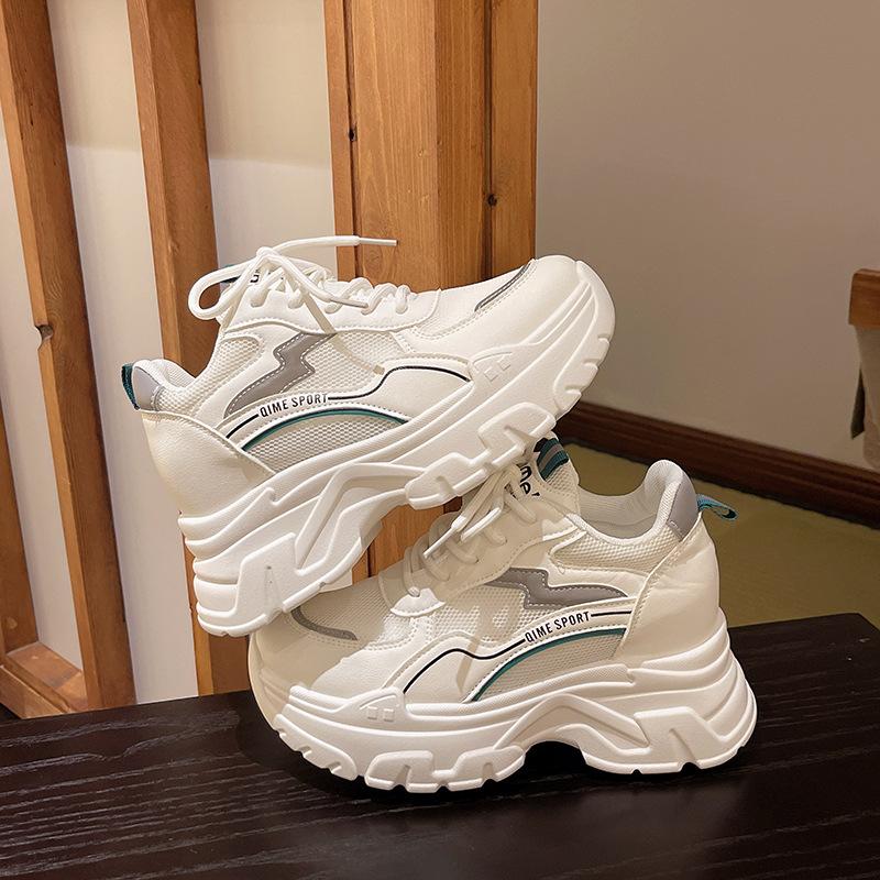 Inner height increase dad shoes women 2025 spring and summer new mesh breathable thick sole small light sports little white shoes tide
