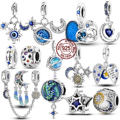 Charms Miedziany Błyszczący Szczęśliwa Gwiazda Serce Koraliki Charm Wisiorek Biżuteria Pasuje do Oryginalnej Bransoletki Prezent Dla Kobiet Prezent