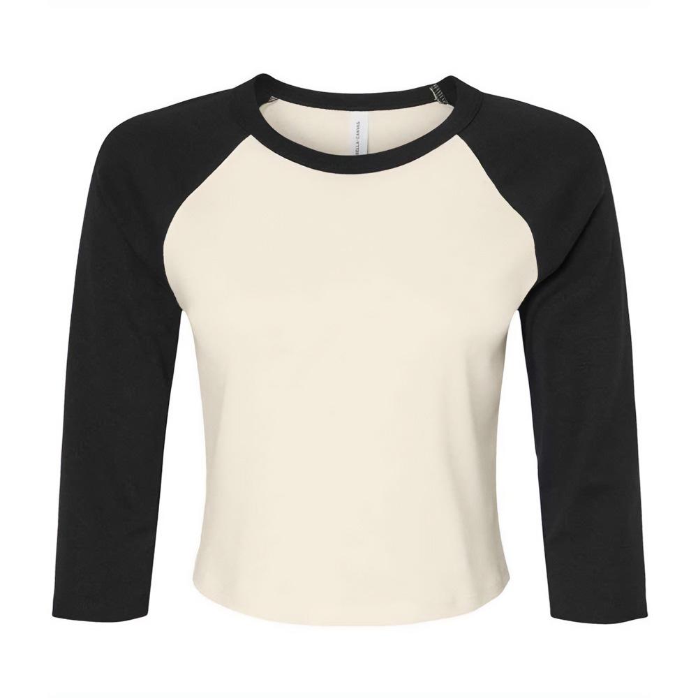 Bella + Canvas Womens/Ladies Micro-Rib Raglan 3/4 Sleeve Crop T-Shirt