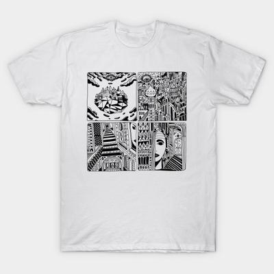 T-Shirt Damen Tempel Harajuku Print Kawaii T-Shirt Sommer Kurzarm Damen T-Shirt Top Tee