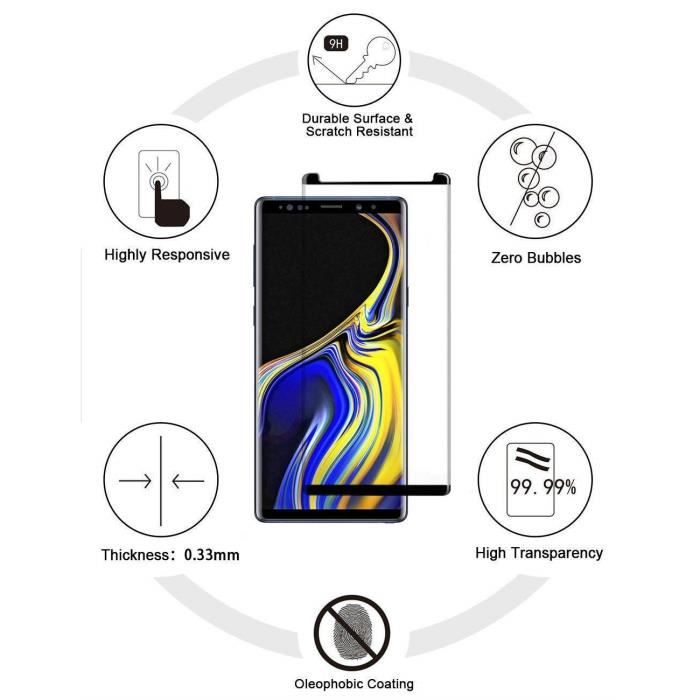 Film för Samsung Galaxy Note9 Härdat glas Skärmskydd, Härdat glas Film för Samsung Galaxy Note9 (6,4") - svart