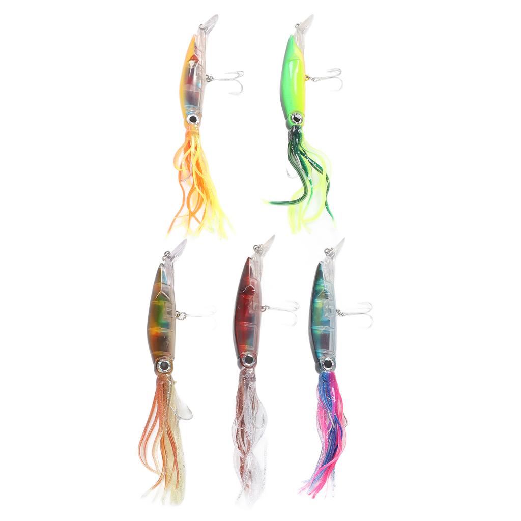 5 Stück Lebensechter Oktopus-Köder Tragbar Bunt Tintenfisch Harte Angelköder Swimbait für Salzwasser Süßwasser