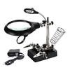 Welding Magnifying Glass Clamp 5 LED Auxiliary Glass Clip Magnifier Hand Soldering Solder Iron Stand Holder Station  Repair Tool