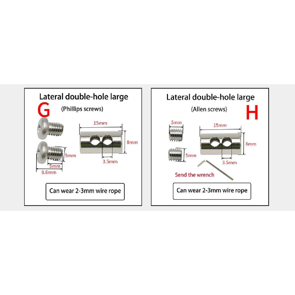 1-4mm Adjustable Steel Wire Rope Buckle Clamp for DIY Lamp Hanging Clamps Telescopic Double Hole Thread Locker Clamps
