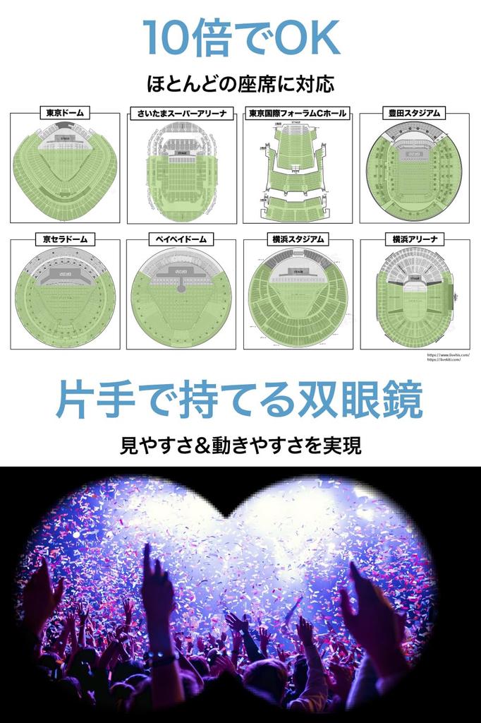 Binoculars Opera Glasses Oshikatsu Live Concert 10x Dome Live Live Participation Ultra Lightweight Only 146g Less tiring even after long periods of