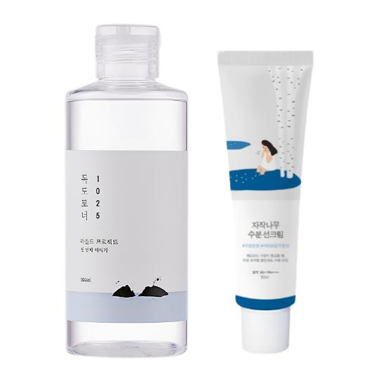 RoundLab Dokdo Toner 200ml & Birch Juice Sunscreen 50ml Sun Care Set