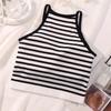 Korean Version Women Tank Tops Thread Solid Casual Fashion Crop Top with Chest Pad Stripe Sleeveless Outer Wear Basic Camisole