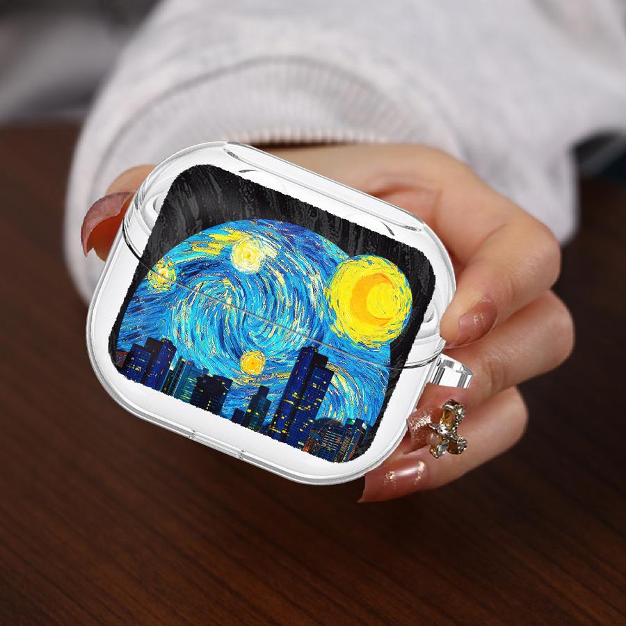 

Van Gogh s Starry Sky Clear Earphone Cases Cover With Hook Case For Samsung Galaxy Buds 3Pro 4 Pro 4Pro Live 3 FE 2 2Pro Buds 4