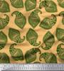 Soimoi Blue Japan Crepe Satin Fabric Green Paisley Printed Craft Fabric by the metre 42 Inch