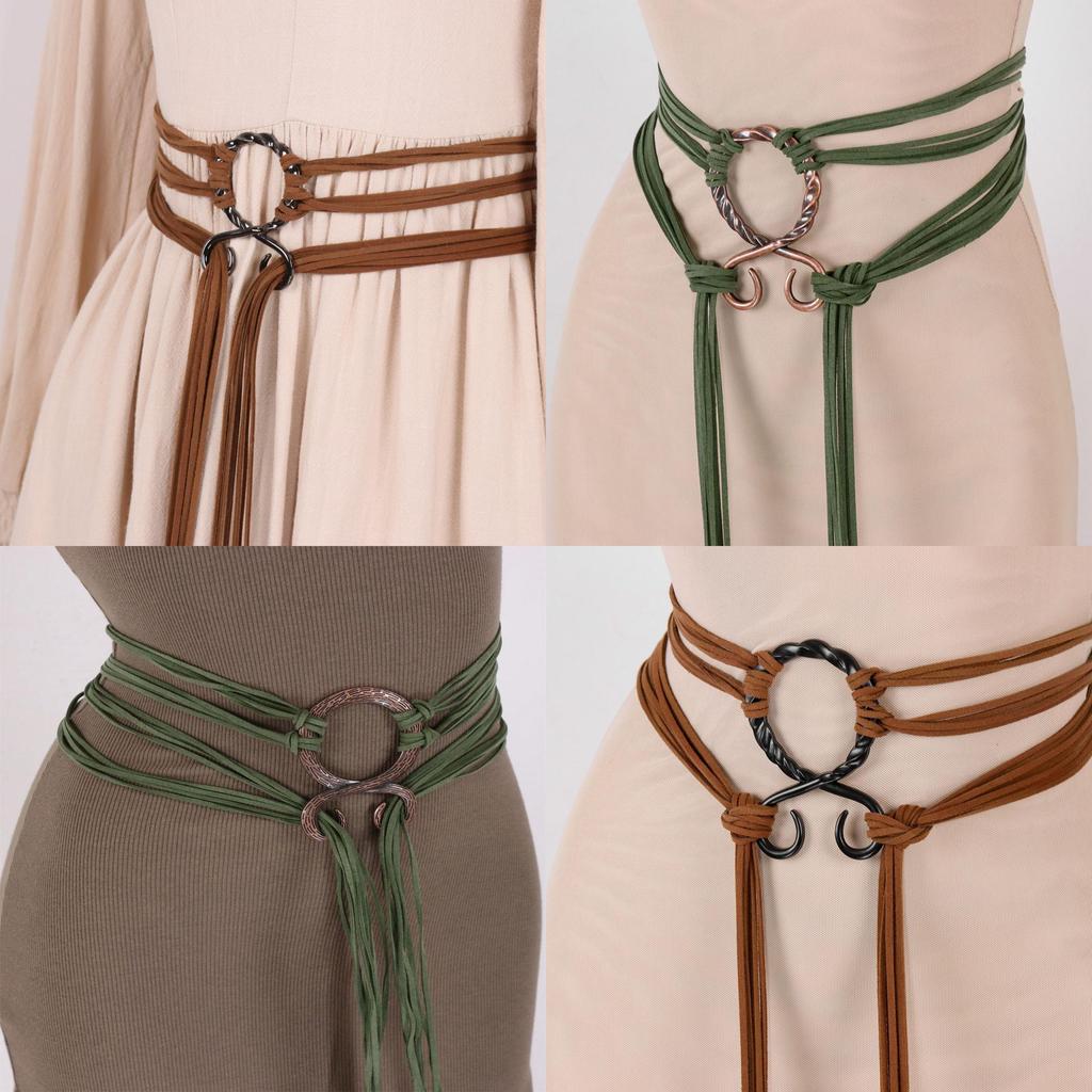 Medieval Renaissance Green Snake Belt With Decorative Buckle For Cosplay And Costume Accessory