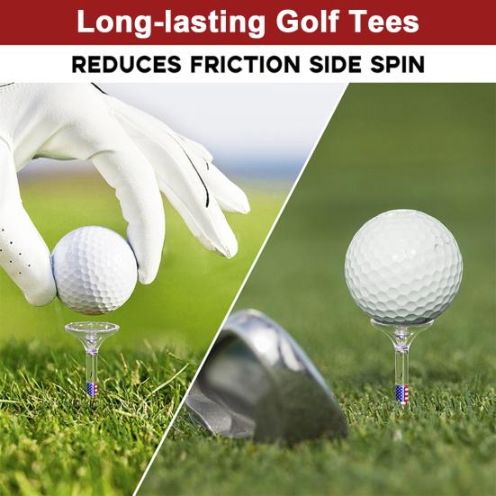 10Pcs Unbreakable Acrylic Golf Tees American Flag Design High Strength Big Cup 8