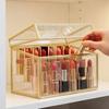 18/24 Grid Lipstick Holder Transparent Glass Cosmetics Storage Box Lipstick Nail Polish Display Rack Tabletop Organizer