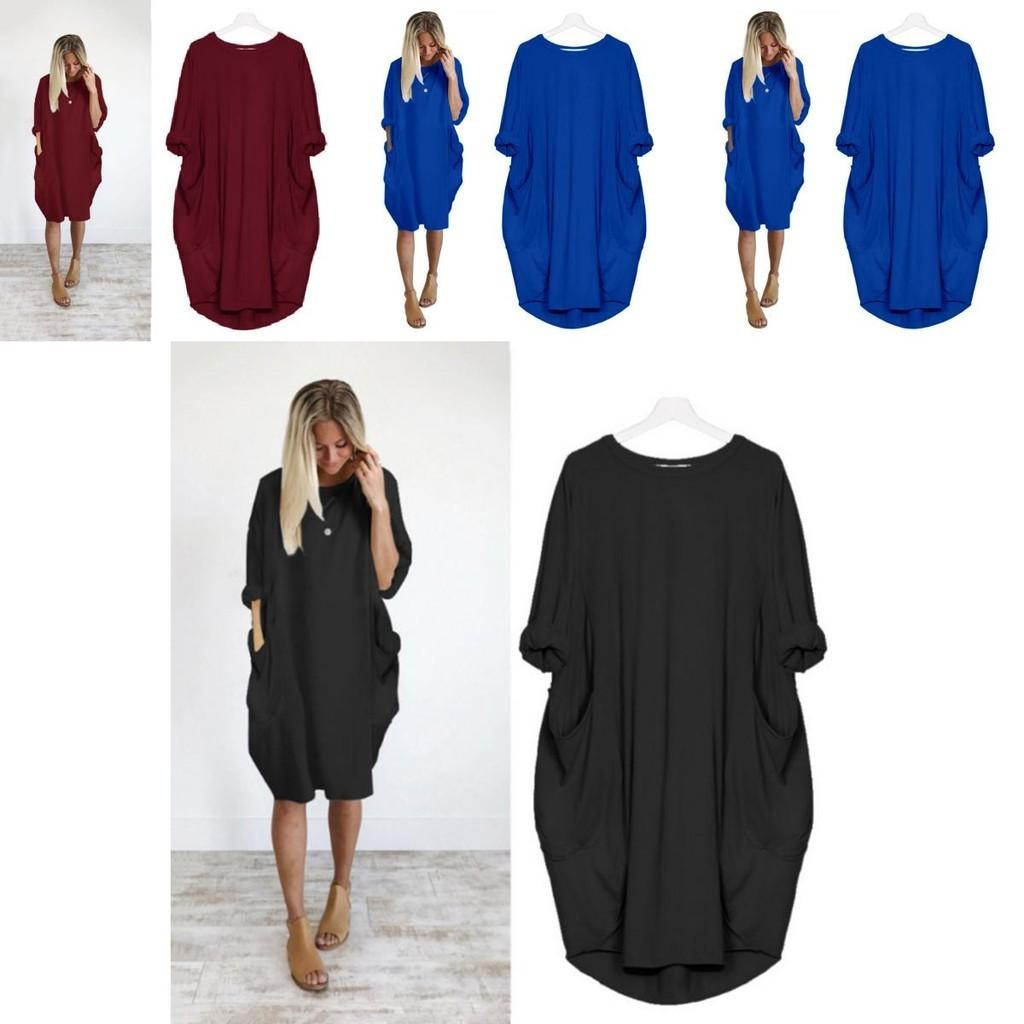 Elegante Damen Stretch Locker Baggy Pullover Oberteile Mit Taschen Für Perfekten Party-Look