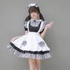 Cosplay Anime 4-Piece Maid Outfit - Cute Black & White Checkered Princess Dress with Bow