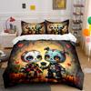 Halloween Patchwork Doll Couple Bedding Duvet Cover Set (1*Duvet Cover 2*Pillowcases, Without Duvet Insert)