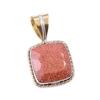 Natural Sunstone Gemstone 925 Solid Sterling Silver Two Tone Pendant 1.25'' i5v97