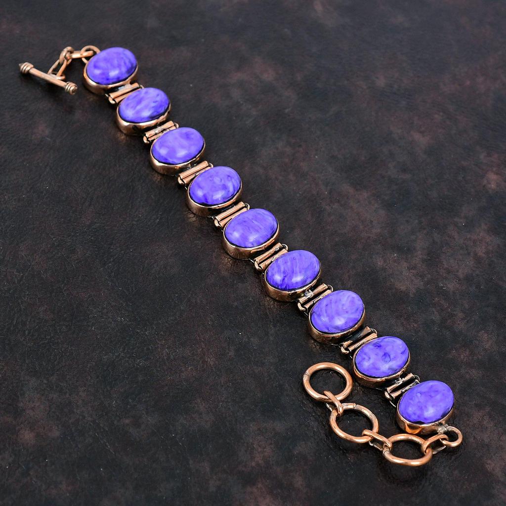 Charoite Bracelet Copper Bracelet Adjustable Chain Bracelet Handmade Jewelry Natural Gemstone Bracelet Copper Designer Jewelry Gifts For Her