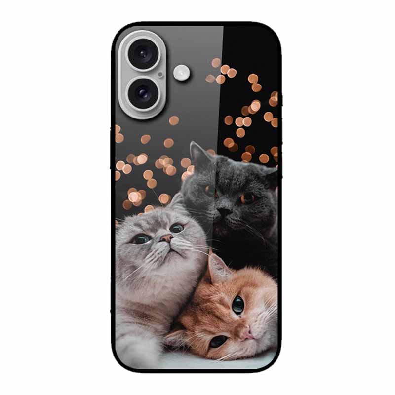 Glass Case For iphone 16 Plus 16Plus Coque Tempered Glass Hard Back Cover For iphone 16 Plus Phone Case Soft TPU Black Bumper