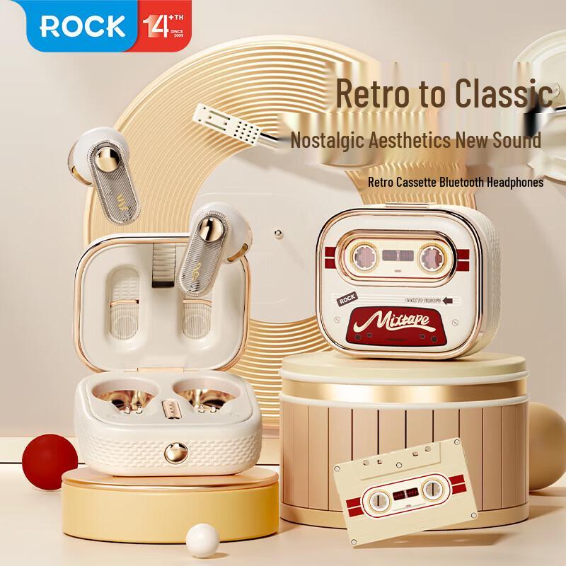 ROCK Retro Cassette TWS Half-in-ear Bluetooth Earbuds
