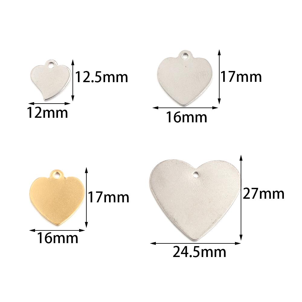 LOULEUR 10pcs Stainless Steel Metal Heart Shape Connectors For Bracelets Pendants Blank Diy Charms Jewelry Makings Findings