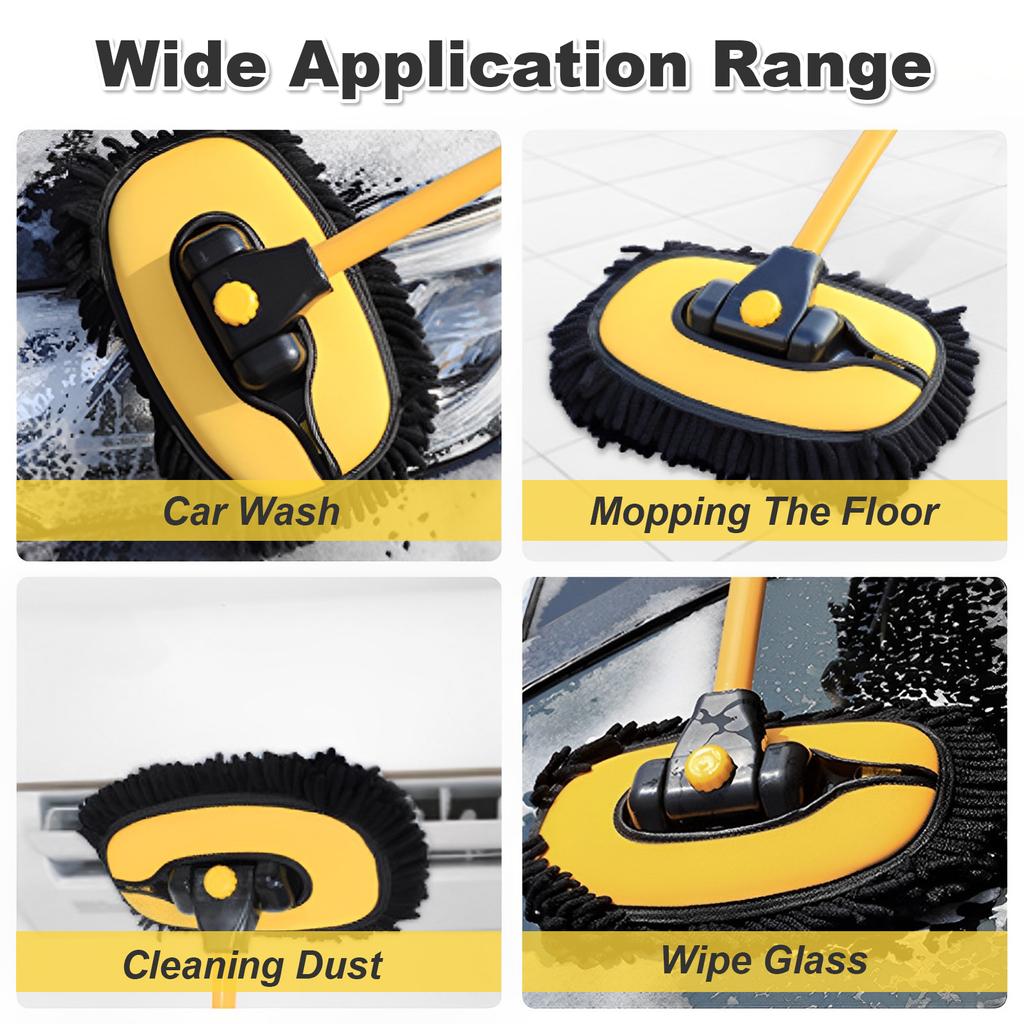 Car Wash Mop Car Cleaning Brush 40 Inch Long Handle Anti-Scratch Can Rotate 90° Car Detailing Cleaning Tool