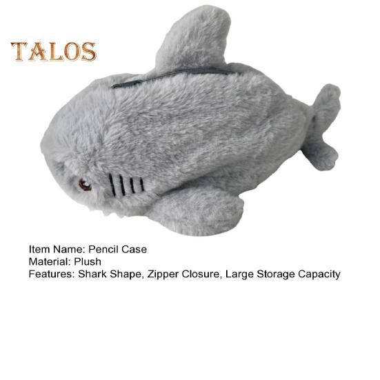 Shark Pencil Case Plush Cartoon Animal Pencil Bag Large Capacity Zipper Closure Makeup Pouch Student Artist Coin Purse