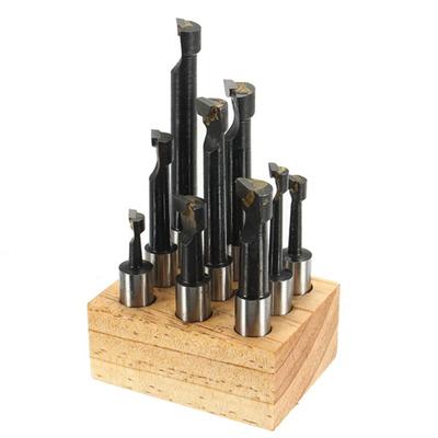 9pcs 12mm Shank Boring Bar Set Carbide Tipped Lathe Tool Flat End Rod