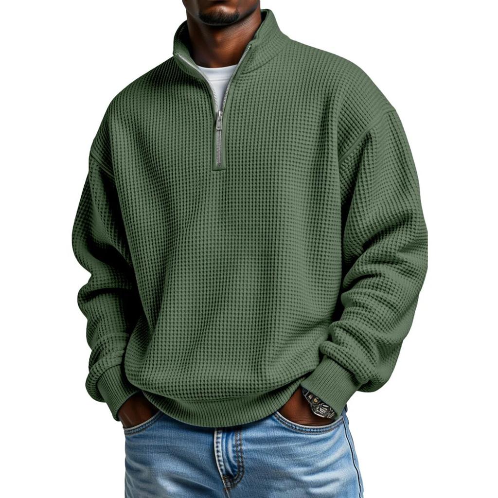 Men's Casual Half Zip Stand Collar Pullover Sweatshirt