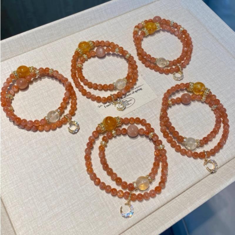 Натуральный энергетический кристалл золотой солнечный камень браслет с несколькими кругами милый браслет сладкий подарок феи украшение для девушки