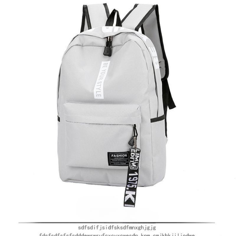 Large Capacity Solid Color Waterproof Nylon Casual Backpack School Bag