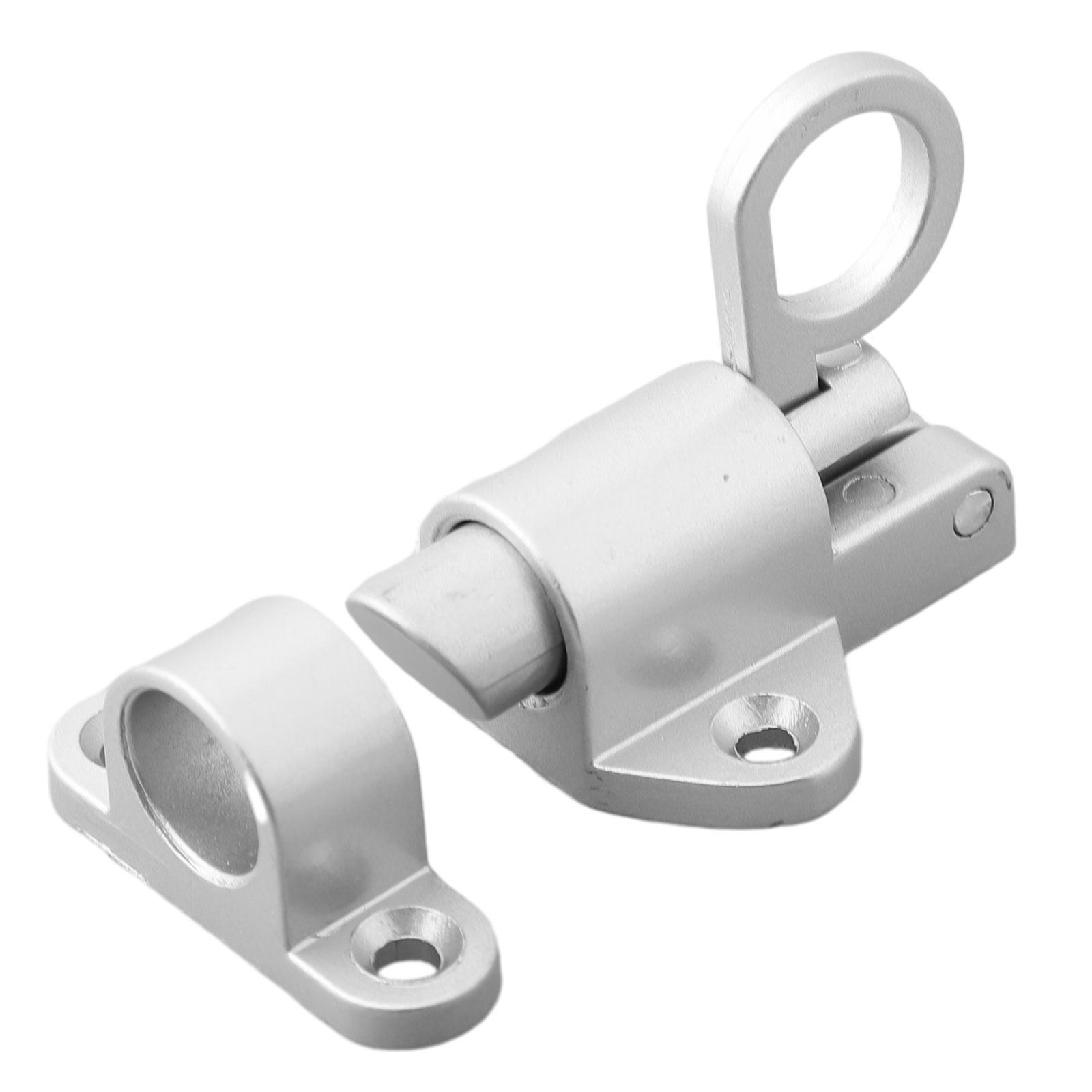 1 * Self Closing Latch Bolt  4 * Screws Aluminum Alloy Gate Security Pull Ring Spring Bounce Door Bolt Latch Lock