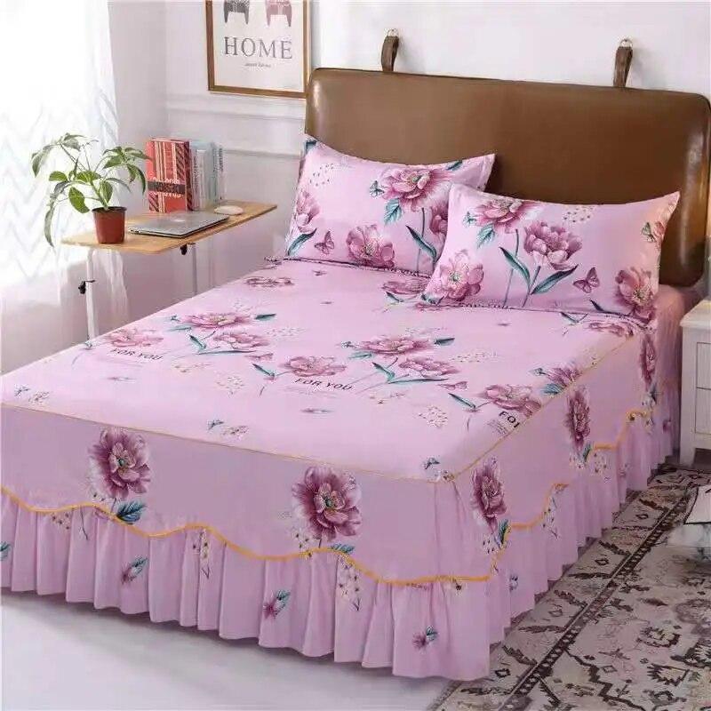 

Модное мягкое шлифованное покрывало, противоскользящая юбка для свадебной кровати, королевский размер, без скатывания, простыня, двухслойное покрывало 3pcs Design 120x200