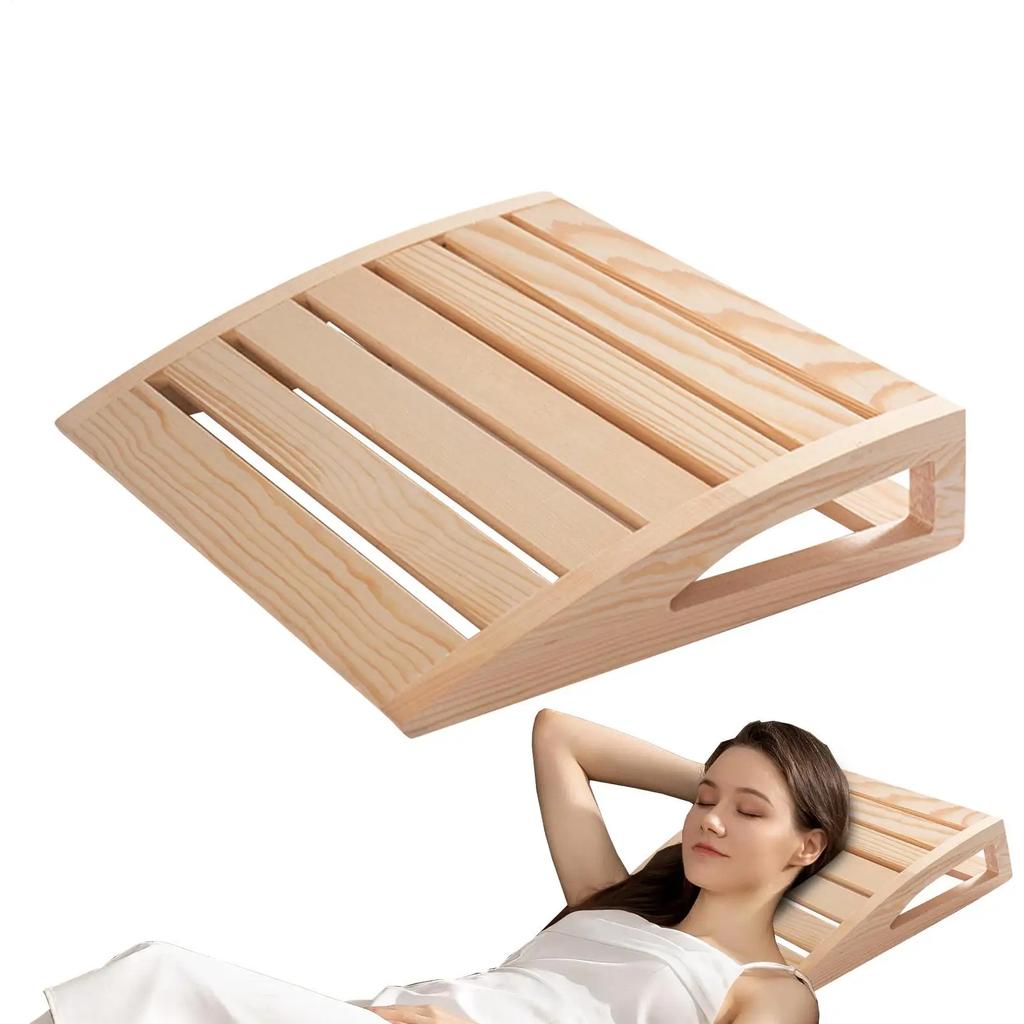 Sauna Headrest Wooden Pillow Sauna Back Bolster Ergonomic Design Handmade Neck Support Pillow Sauna Supplies Accessories