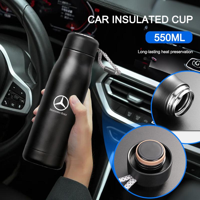 550ML Smart Thermos Bottle Portable Coffee Cup Ferrari Logo Insulated Mug For Mercedes Benz W205 E63 AMG W166 W246 W242 W176 GLE