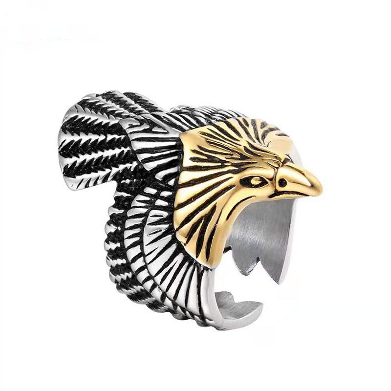 New Retro Trend Jewelry Steel Color Eagle Ring Flying Eagle Ring