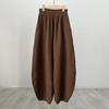 Women's Retro Ramie Sand-Washed Distressed Loose Lantern Pants for Meditation and Tai Chi