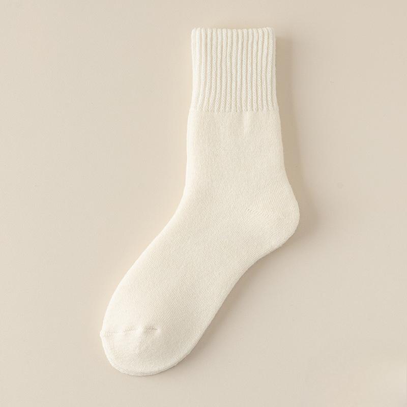 

Утепленные кашемировые носки для мужской осени и зимы, носки до середины икры, супертолстые шерстяные носки с добавлением флиса 1 pair белый