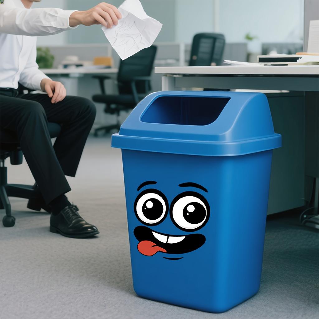 4pcs Cartoon Face PVC Self-Adhesive Stickers, Glossy & Removable, Multi-Scene Indoor/Outdoor Use for Trash Can, Fridge