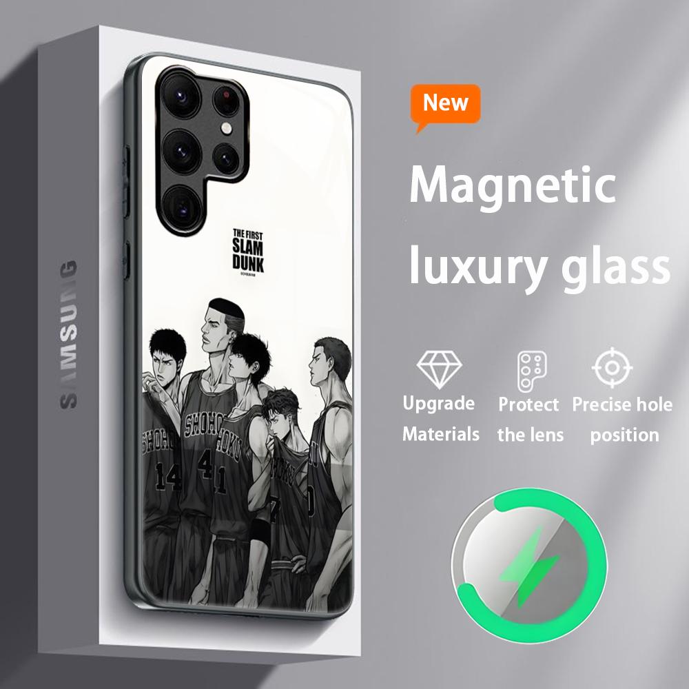 The First Slam dunk Anime Hot Phone Case For Samsung S25 S24 S23 S22 S21 S20 Plus Ultra Note20 Glass Magnetic Case Samsung S22