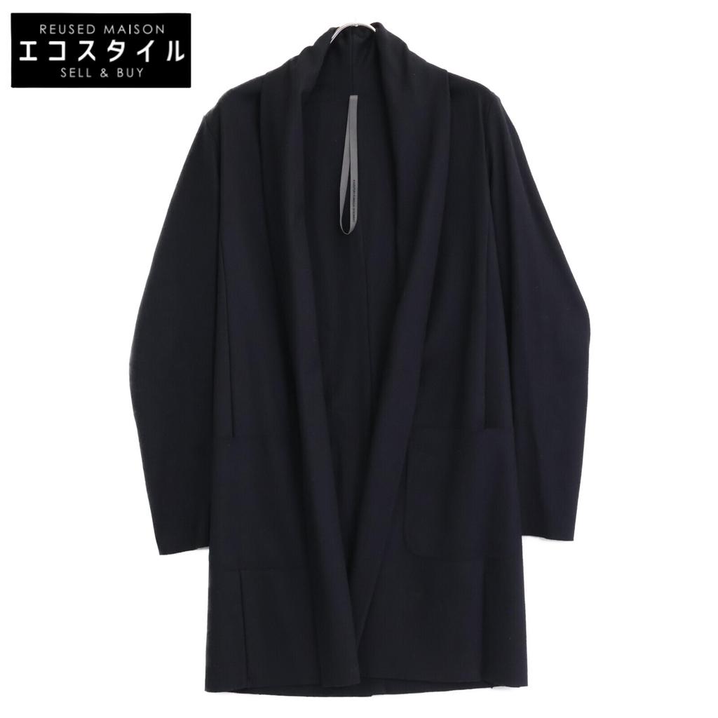 KAZUYUKI KUMAGAI Black buttonless wool short coat coat 1 blackUsed