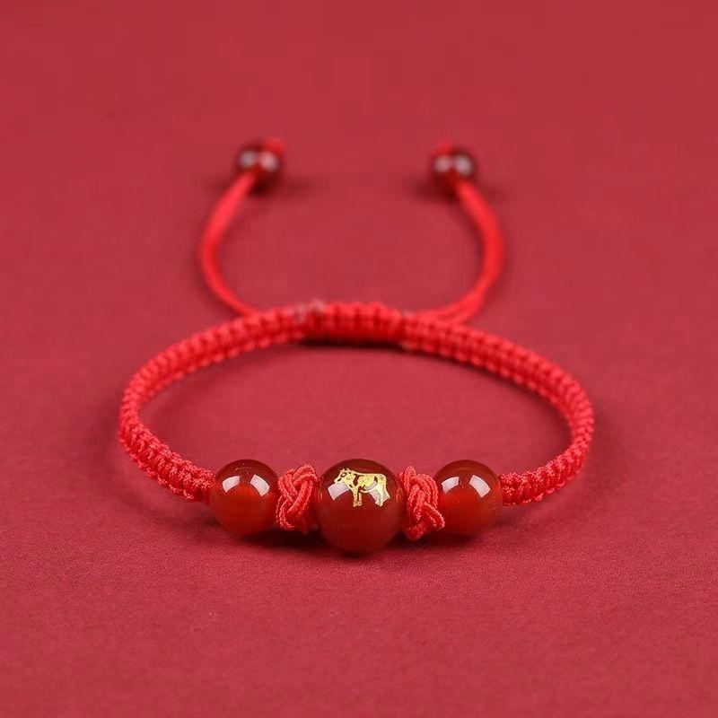 

Браслет из красной веревки Тайсуй Женский Год Судьбы Амулет Дракон Зодиак Плетеный Красный Шнурок Красные Украшения Мужские Agate Zodiac Bracelet-Rat