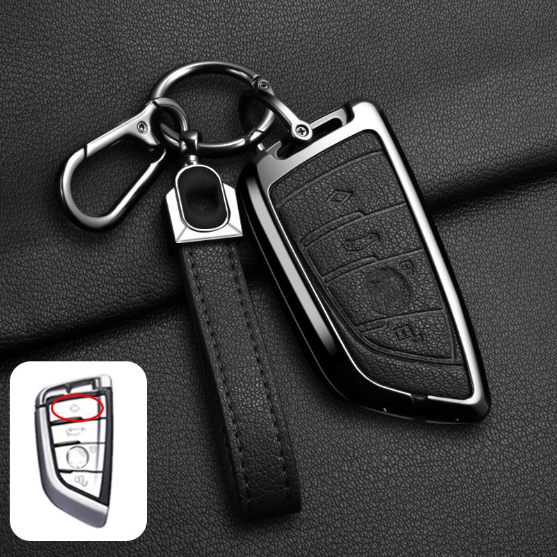 Goat Leather Zinc Alloy Car Key Case For Bmw X1 X3 X4 X5 G05 X6 X7 G20 G30 G11 F48 520 525 118I 218I 320I Key Case Car Key Fob