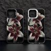 Peinture à l'huile Lys Rouge Blanc Fond Noir Étui Imprimé Pour Samsung Galaxy A55 A54 S26 Ultra S25 S24 S23 S22 Plus S21 FE Coque