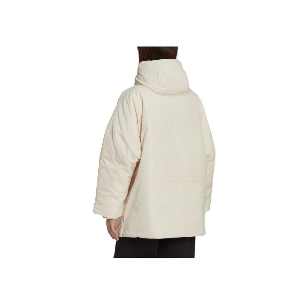 Adidas Originals Solid Color Zipper Hooded Cotton Jacket Women Jacket White HK5249