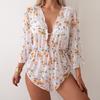 European and American New Women's Sexy Fashion Fungus Edge Bikini Sunscreen Blouse Three-piece Swimsuit