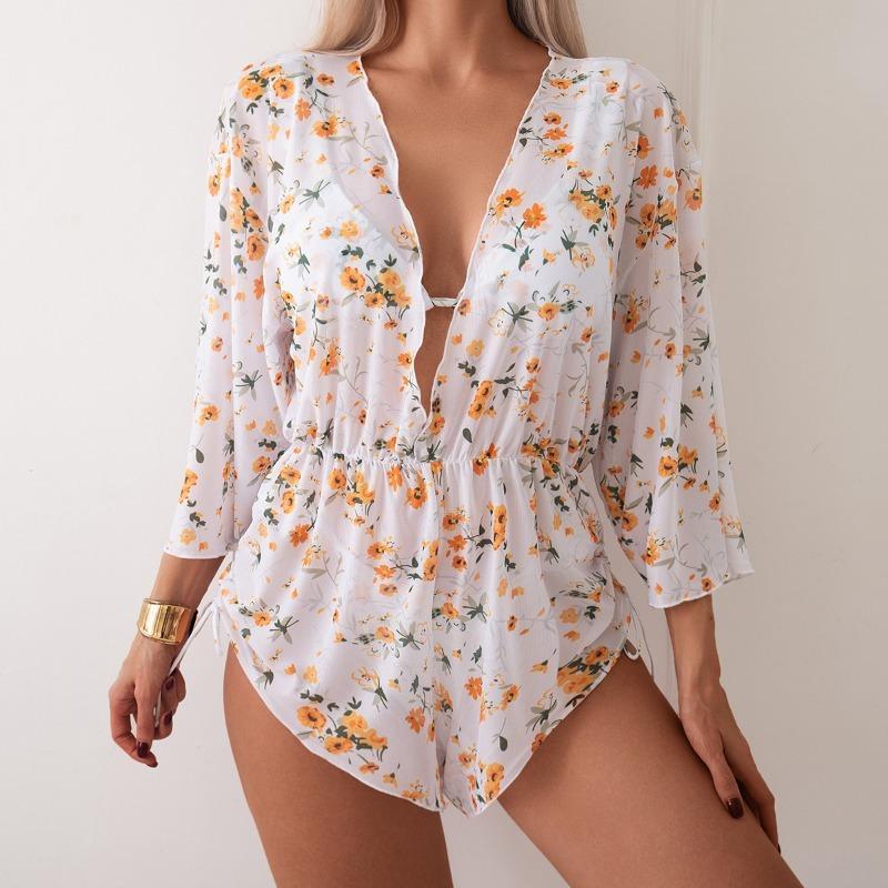 Nuova Moda Sexy Europea e Americana Donna Bordo a Fungo Bikini Blusa Parasole Costume da Bagno Tre Pezzi