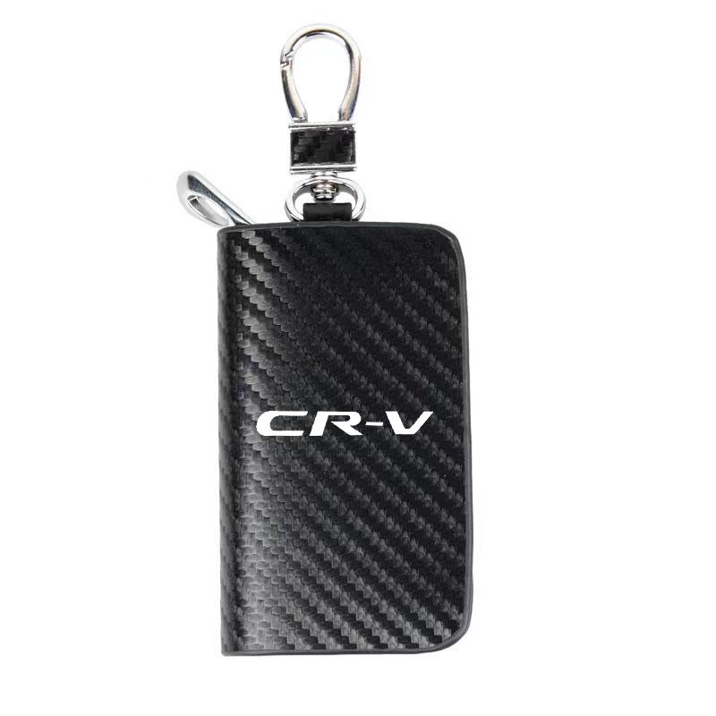 

For Honda CRV CR-V 2018 2015 2016 2017 2019 2020 Leather Car Key Protection Shell Bag Carbon Filber Car Key Case чёрный