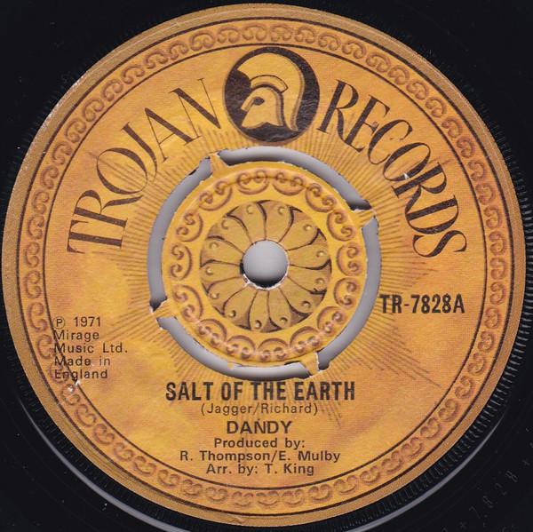 

7inch Record DANDY Salt Of The Earth TR7828 Trojan Records 1971 UK Reggae Ska Dub Used